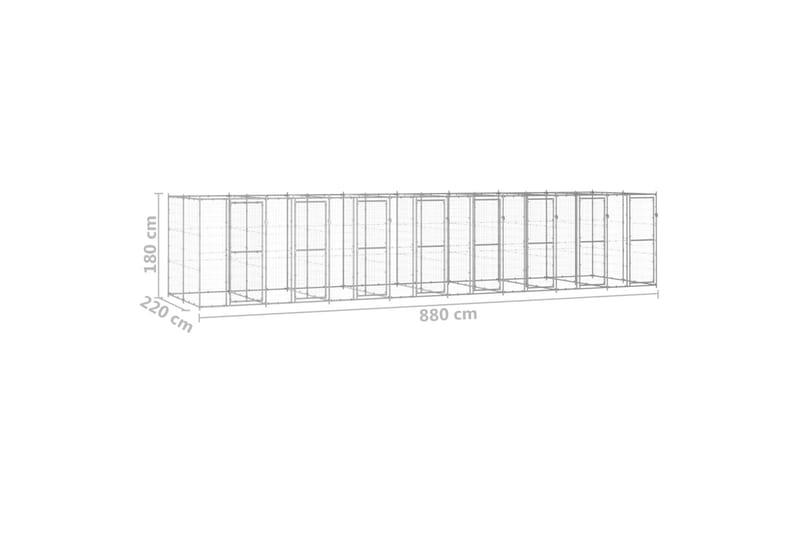 Koiran ulkohäkki galvanoitu teräs 19,36 m² - Urheilu & vapaa-aika - Eläimille - Koira - Koirien kalusteet