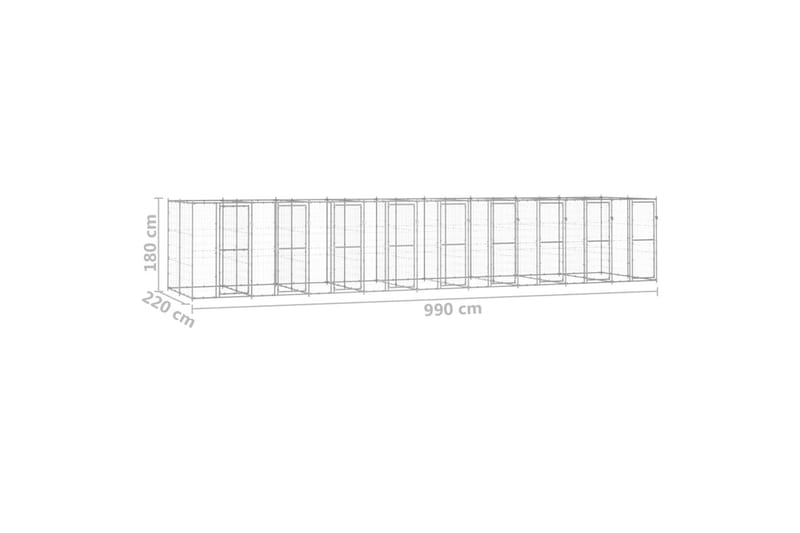 Koiran ulkohäkki galvanoitu teräs 21,78 m² - Koirien kalusteet - Koiraportti & koira-aitaus