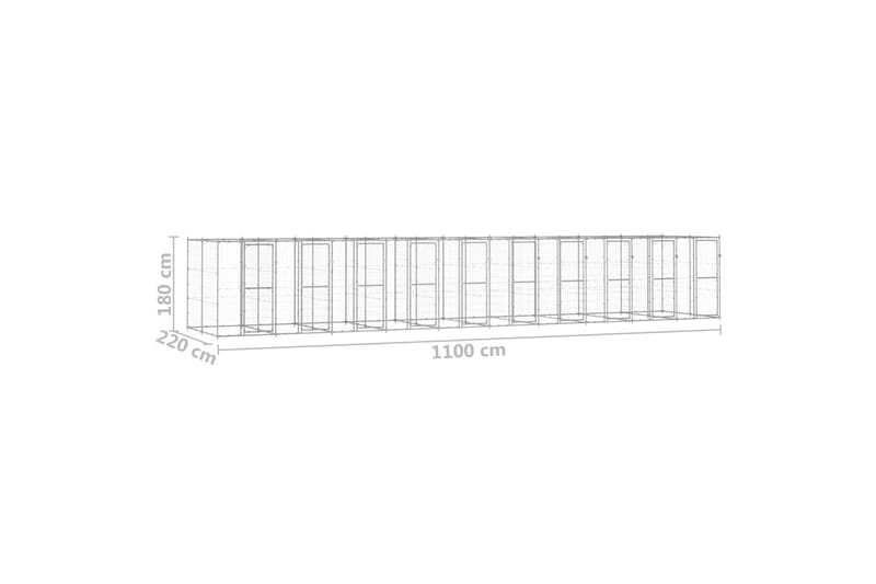 Koiran ulkohäkki galvanoitu teräs 24,2 m² - Koirien kalusteet - Koiraportti & koira-aitaus