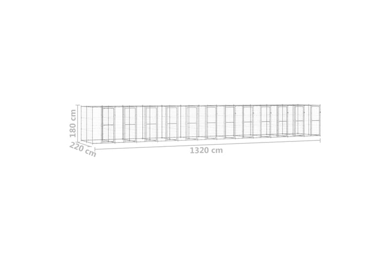 Koiran ulkohäkki galvanoitu teräs 29,04 m² - Koirien kalusteet - Koiraportti & koira-aitaus