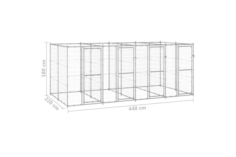 Koiran ulkohäkki galvanoitu teräs 9,68 m² - Koirien kalusteet - Koiraportti & koira-aitaus