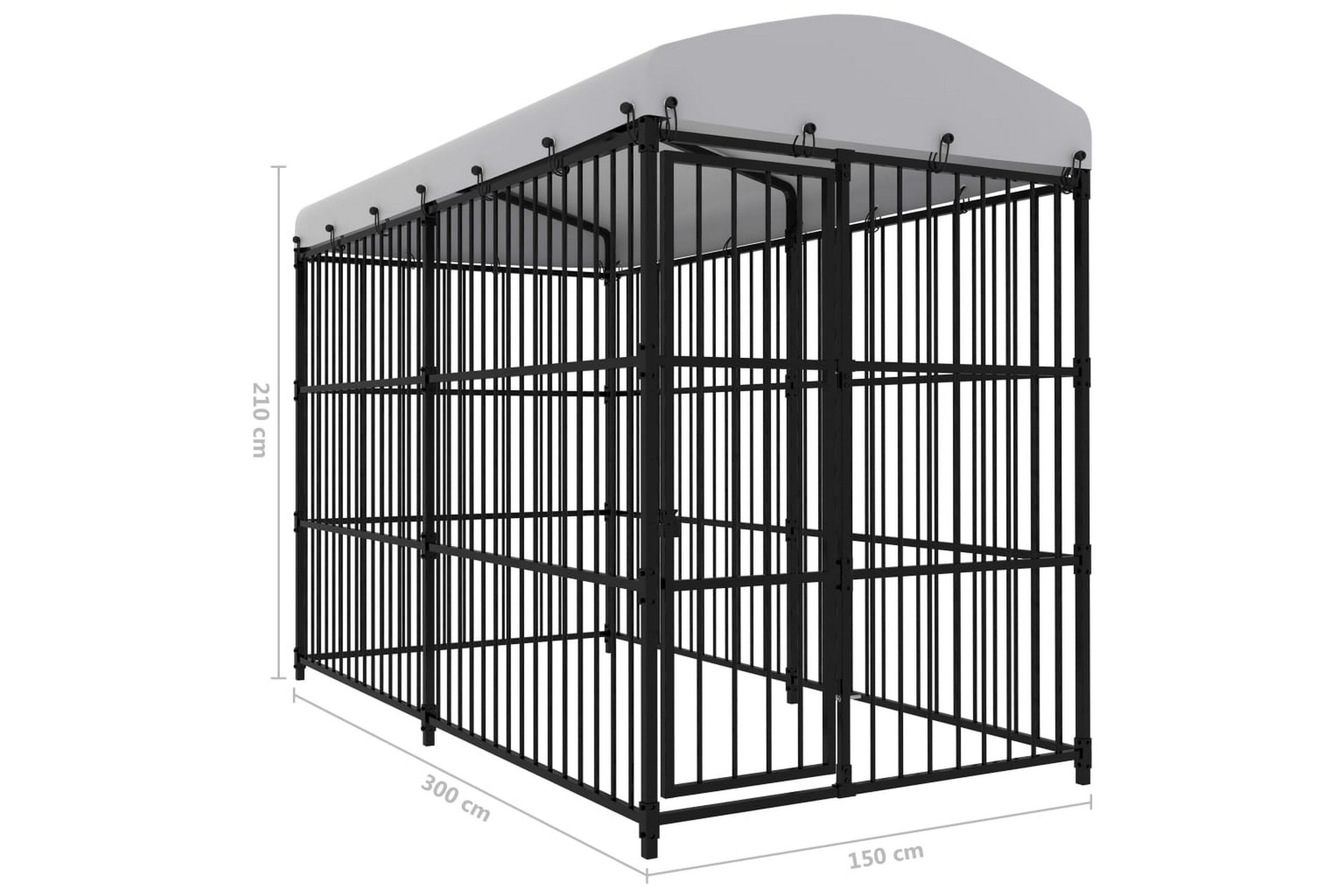 Koiran ulkohäkki katoksella 300x150x210 cm - Musta - Urheilu & vapaa-aika - Eläimille - Koira - Koirien kalusteet