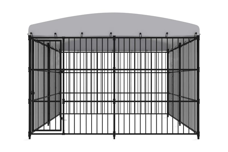 Koiran ulkohäkki katoksella 300x300x210 cm - Musta - Urheilu & vapaa-aika - Eläimille - Koira - Koirien kalusteet