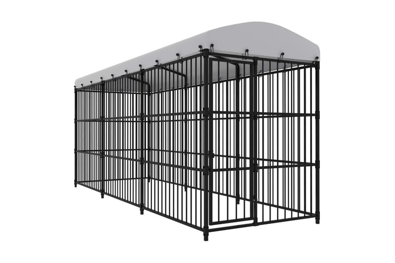 Koiran ulkohäkki katoksella 450x150x210 cm - Musta - Urheilu & vapaa-aika - Eläimille - Koira - Koirien kalusteet