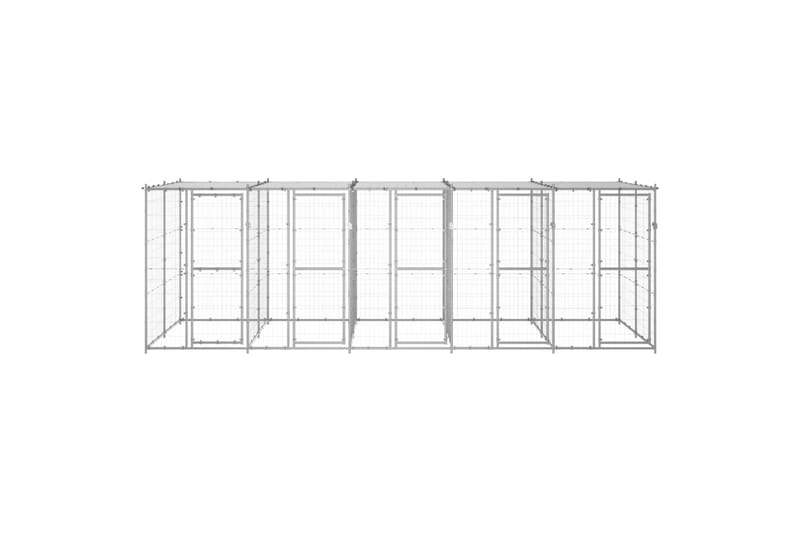 Koiran ulkohäkki katolla galvanoitu teräs 12,1 m² - Urheilu & vapaa-aika - Eläimille - Koira - Koirien kalusteet