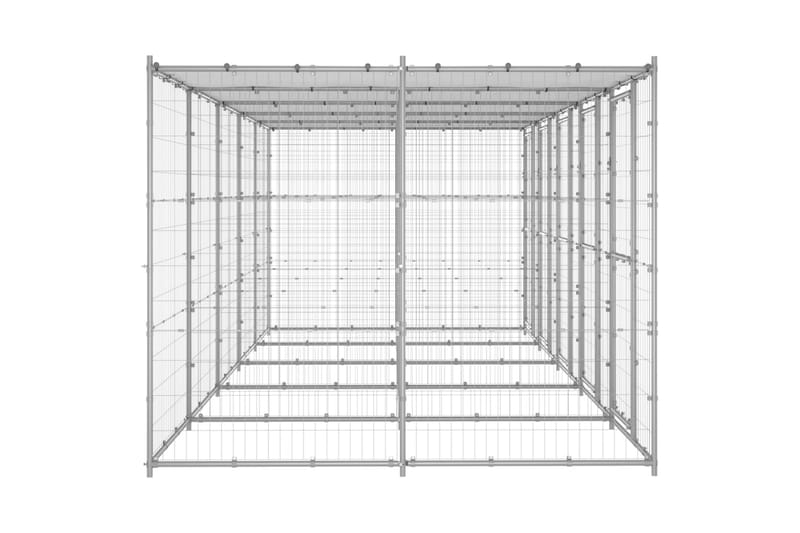 Koiran ulkohäkki katolla galvanoitu teräs 12,1 m² - Urheilu & vapaa-aika - Eläimille - Koira - Koirien kalusteet