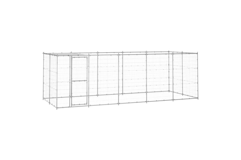 Koiran ulkohäkki katolla galvanoitu teräs 12,1 m² - Urheilu & vapaa-aika - Eläimille - Koira - Koirien kalusteet