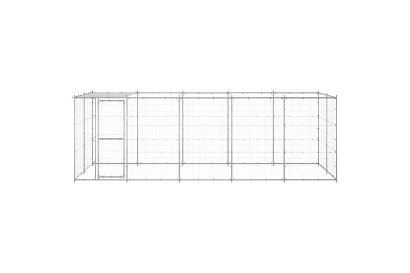 Koiran ulkohäkki katolla galvanoitu teräs 12,1 m² - Urheilu & vapaa-aika - Eläimille - Koira - Koirien kalusteet
