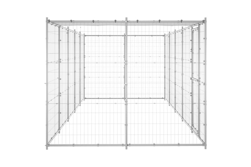 Koiran ulkohäkki katolla galvanoitu teräs 12,1 m² - Urheilu & vapaa-aika - Eläimille - Koira - Koirien kalusteet