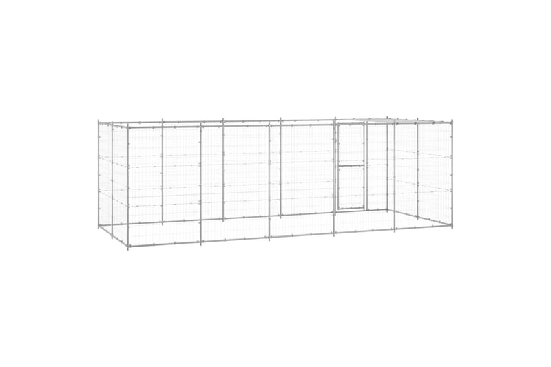Koiran ulkohäkki katolla galvanoitu teräs 12,1 m² - Urheilu & vapaa-aika - Eläimille - Koira - Koirien kalusteet