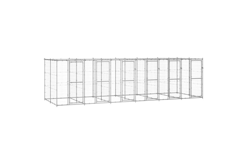 Koiran ulkohäkki katolla galvanoitu teräs 14,52 m² - Urheilu & vapaa-aika - Eläimille - Koira - Koirien kalusteet