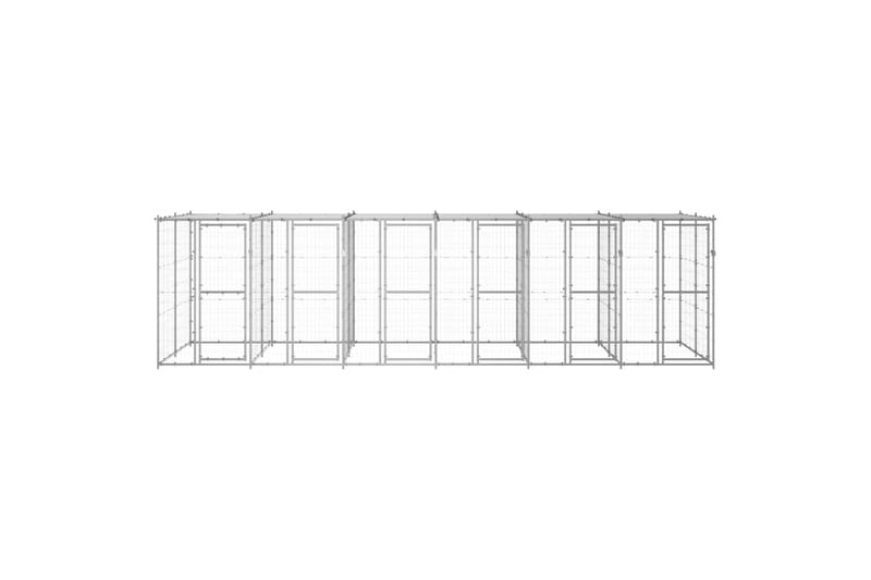 Koiran ulkohäkki katolla galvanoitu teräs 14,52 m² - Urheilu & vapaa-aika - Eläimille - Koira - Koirien kalusteet