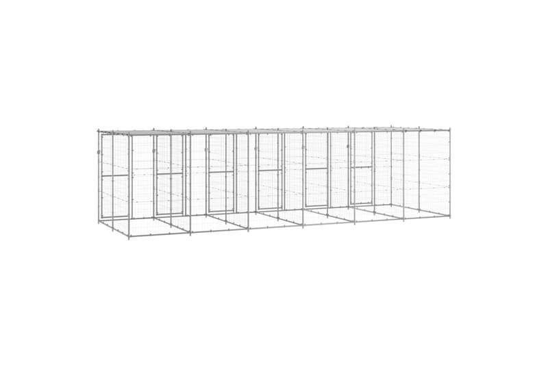 Koiran ulkohäkki katolla galvanoitu teräs 14,52 m² - Urheilu & vapaa-aika - Eläimille - Koira - Koirien kalusteet