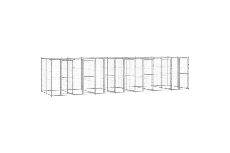 Koiran ulkohäkki katolla galvanoitu teräs 16,94 m² - Urheilu & vapaa-aika - Eläimille - Koira - Koirien kalusteet