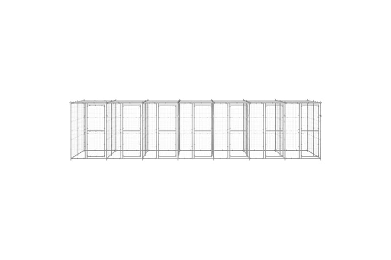Koiran ulkohäkki katolla galvanoitu teräs 16,94 m² - Urheilu & vapaa-aika - Eläimille - Koira - Koirien kalusteet