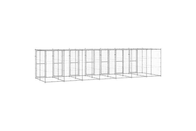 Koiran ulkohäkki katolla galvanoitu teräs 16,94 m² - Urheilu & vapaa-aika - Eläimille - Koira - Koirien kalusteet