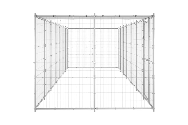Koiran ulkohäkki katolla galvanoitu teräs 16,94 m² - Urheilu & vapaa-aika - Eläimille - Koira - Koirien kalusteet