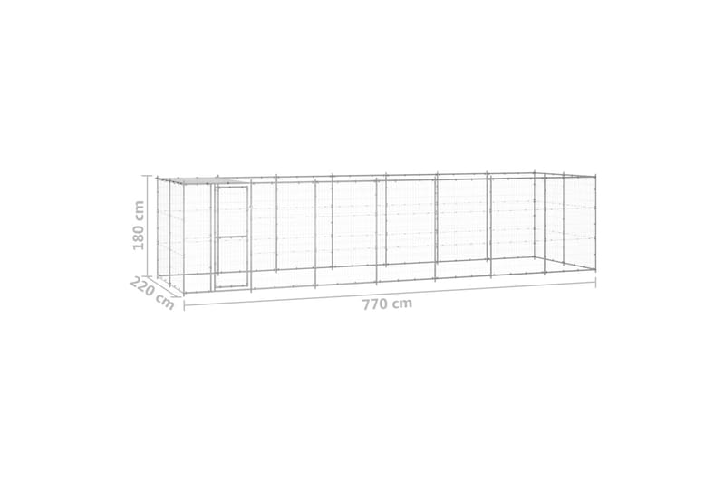 Koiran ulkohäkki katolla galvanoitu teräs 16,94 m² - Koirien kalusteet - Koiraportti & koira-aitaus