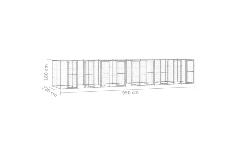 Koiran ulkohäkki katolla galvanoitu teräs 21,78 m² - Koirien kalusteet - Koiraportti & koira-aitaus