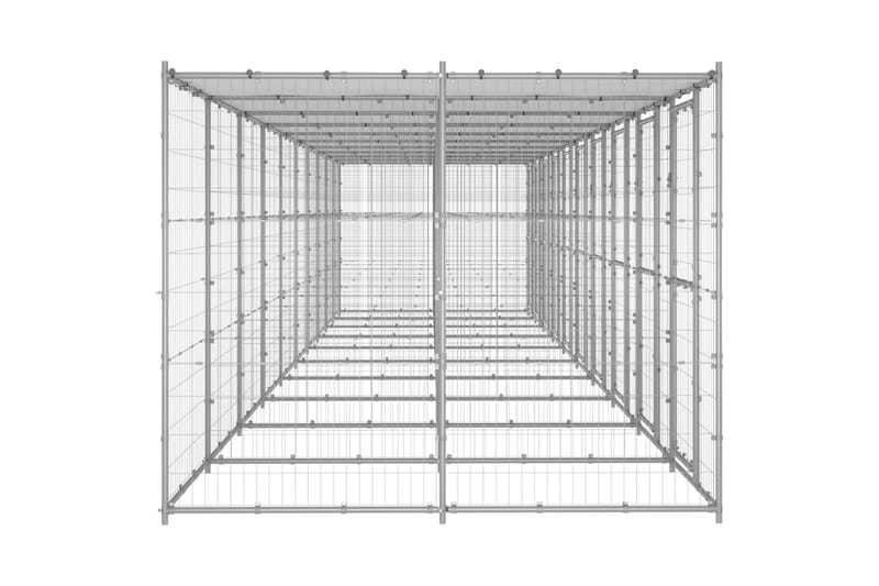 Koiran ulkohäkki katolla galvanoitu teräs 24,2 m² - Urheilu & vapaa-aika - Eläimille - Koira - Koirien kalusteet