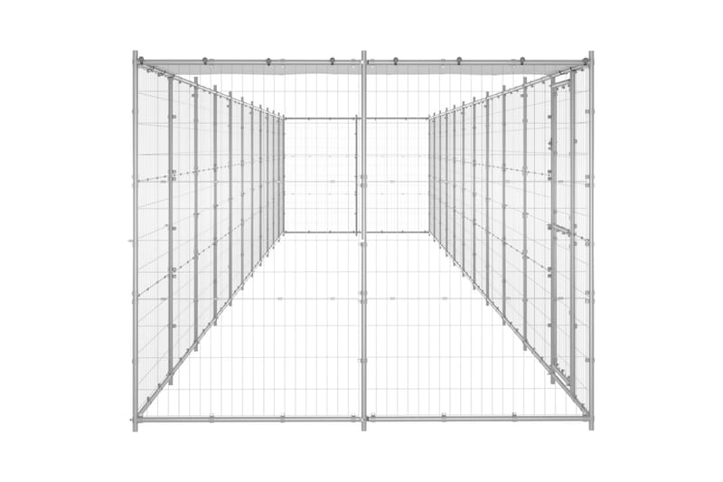 Koiran ulkohäkki katolla galvanoitu teräs 26,62 m² - Urheilu & vapaa-aika - Eläimille - Koira - Koirien kalusteet