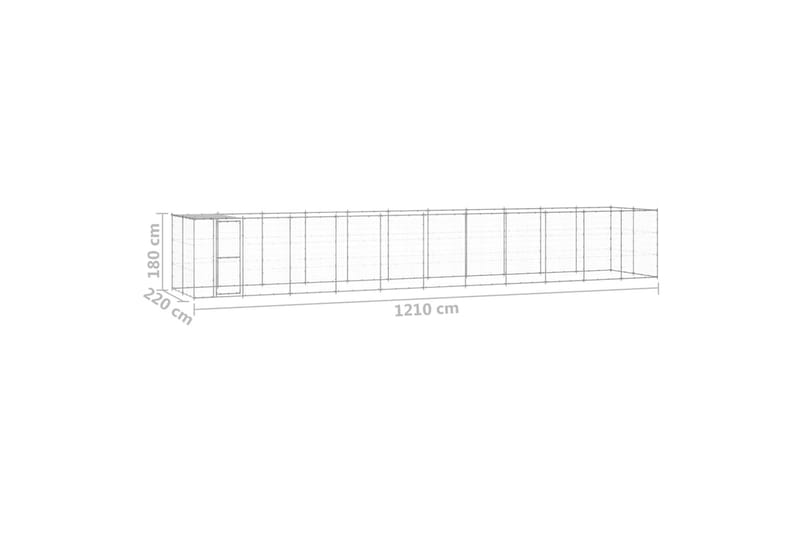 Koiran ulkohäkki katolla galvanoitu teräs 26,62 m² - Koirien kalusteet - Koiraportti & koira-aitaus