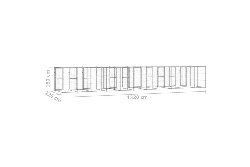 Koiran ulkohäkki katolla galvanoitu teräs 29,04 m² - Koirien kalusteet - Koiraportti & koira-aitaus