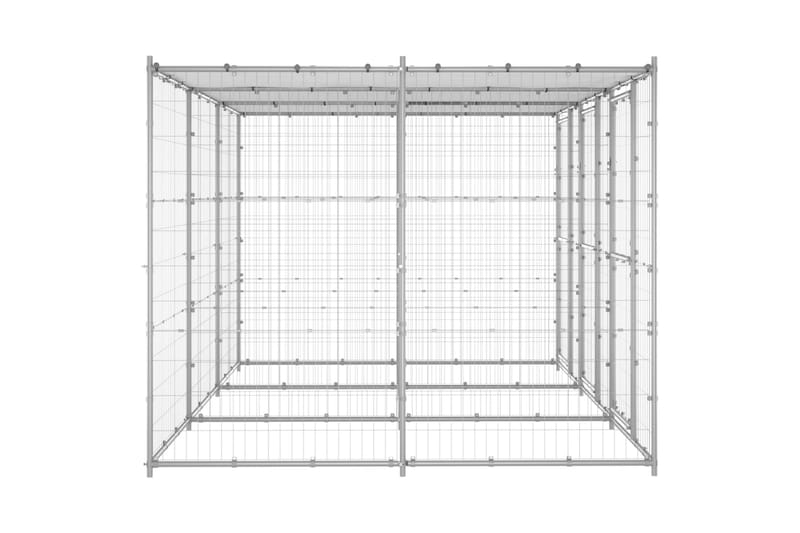 Koiran ulkohäkki katolla galvanoitu teräs 7,26 m² - Urheilu & vapaa-aika - Eläimille - Koira - Koirien kalusteet