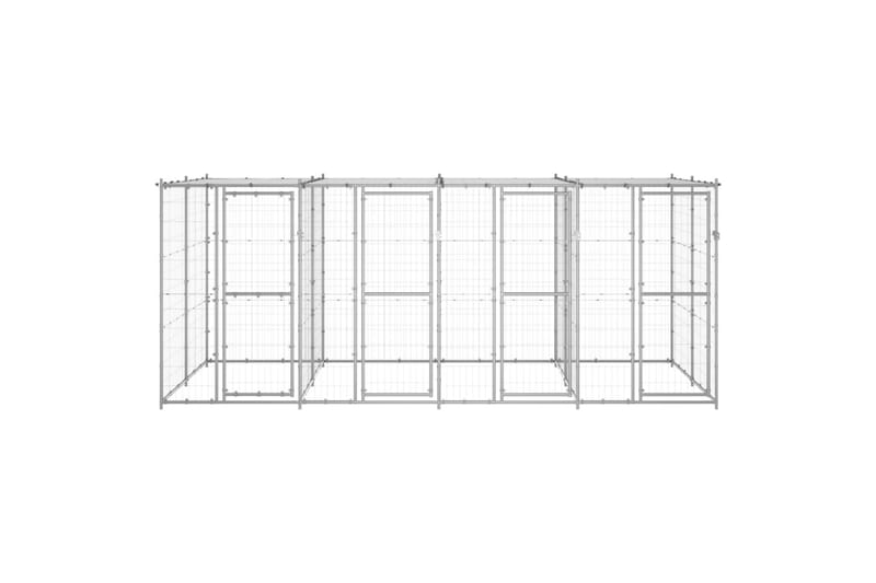 Koiran ulkohäkki katolla galvanoitu teräs 9,68 m² - Urheilu & vapaa-aika - Eläimille - Koira - Koirien kalusteet