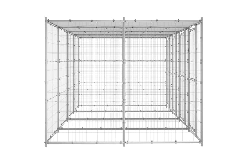 Koiran ulkohäkki katolla galvanoitu teräs 9,68 m² - Urheilu & vapaa-aika - Eläimille - Koira - Koirien kalusteet