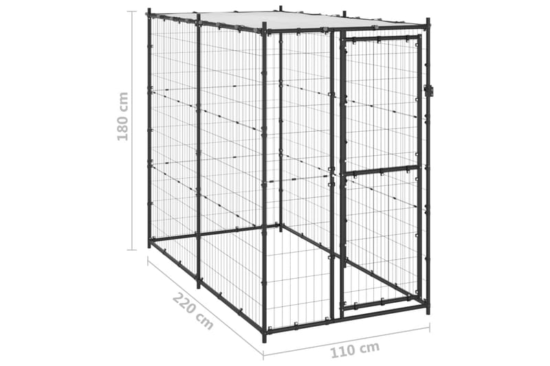 Koiran ulkohäkki katolla teräs 110x220x180 cm - Urheilu & vapaa-aika - Eläimille - Koira - Koirien kalusteet
