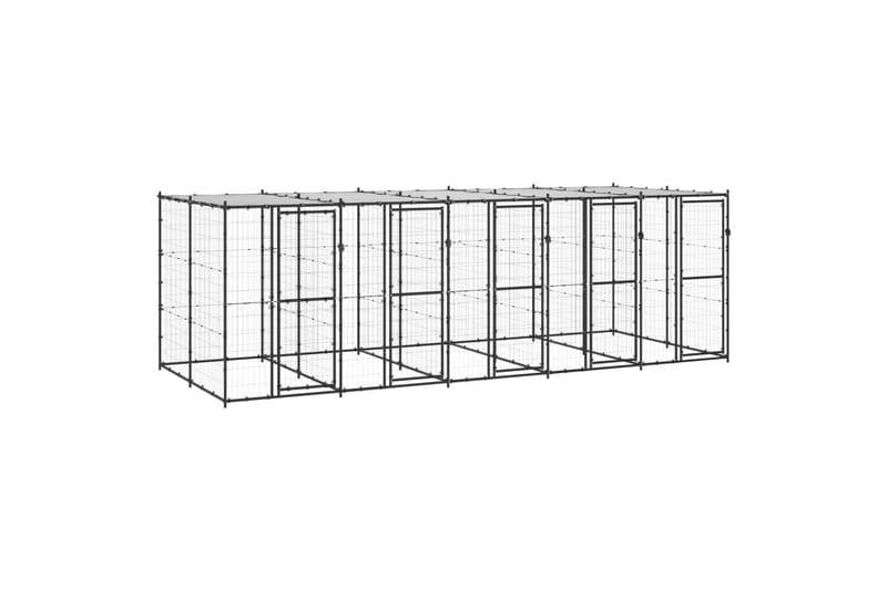 Koiran ulkohäkki katolla teräs 12,1 m² - Urheilu & vapaa-aika - Eläimille - Koira - Koirien kalusteet