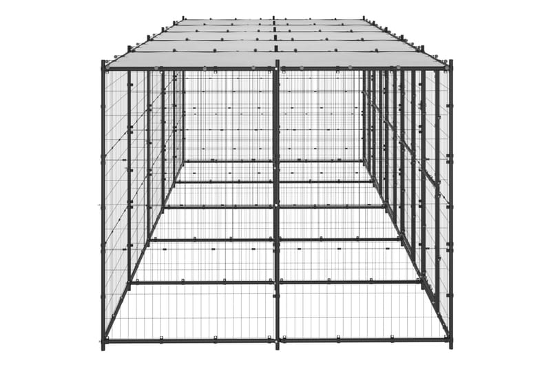Koiran ulkohäkki katolla teräs 12,1 m² - Urheilu & vapaa-aika - Eläimille - Koira - Koirien kalusteet