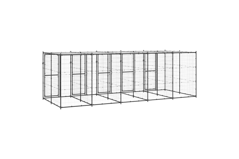 Koiran ulkohäkki katolla teräs 12,1 m² - Urheilu & vapaa-aika - Eläimille - Koira - Koirien kalusteet