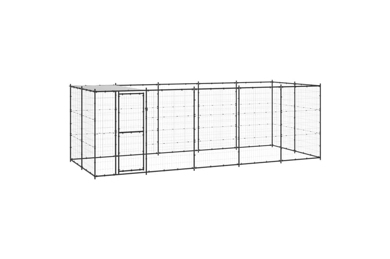 Koiran ulkohäkki katolla teräs 12,1 m² - Urheilu & vapaa-aika - Eläimille - Koira - Koirien kalusteet