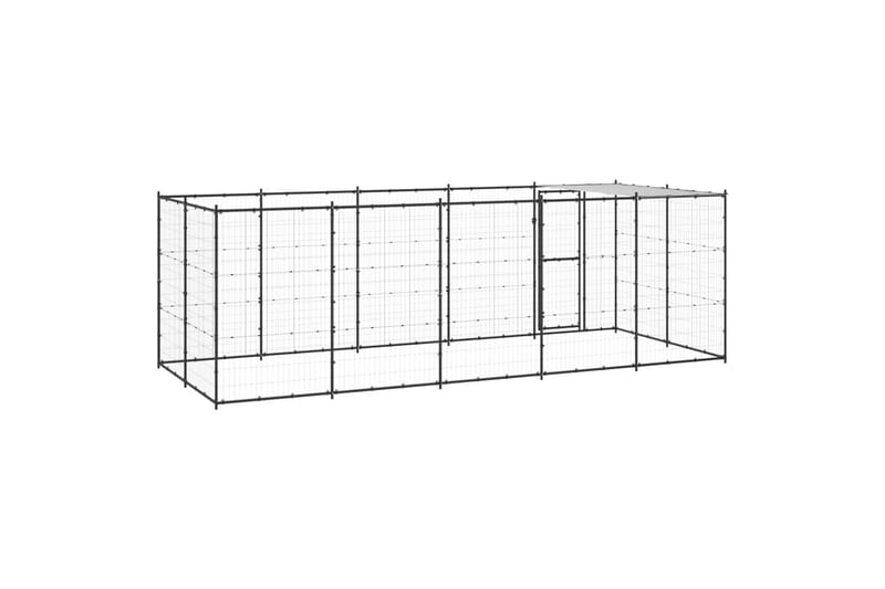 Koiran ulkohäkki katolla teräs 12,1 m² - Urheilu & vapaa-aika - Eläimille - Koira - Koirien kalusteet