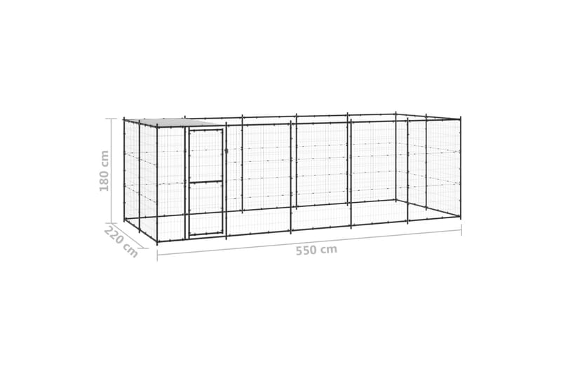 Koiran ulkohäkki katolla teräs 12,1 m² - Urheilu & vapaa-aika - Eläimille - Koira - Koirien kalusteet