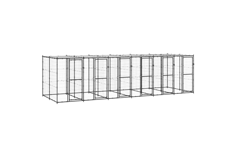 Koiran ulkohäkki katolla teräs 14,52 m² - Urheilu & vapaa-aika - Eläimille - Koira - Koirien kalusteet