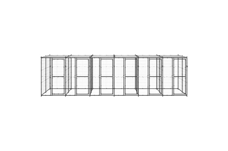 Koiran ulkohäkki katolla teräs 14,52 m² - Koirien kalusteet - Koiraportti & koira-aitaus