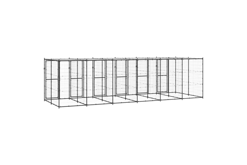 Koiran ulkohäkki katolla teräs 14,52 m² - Urheilu & vapaa-aika - Eläimille - Koira - Koirien kalusteet