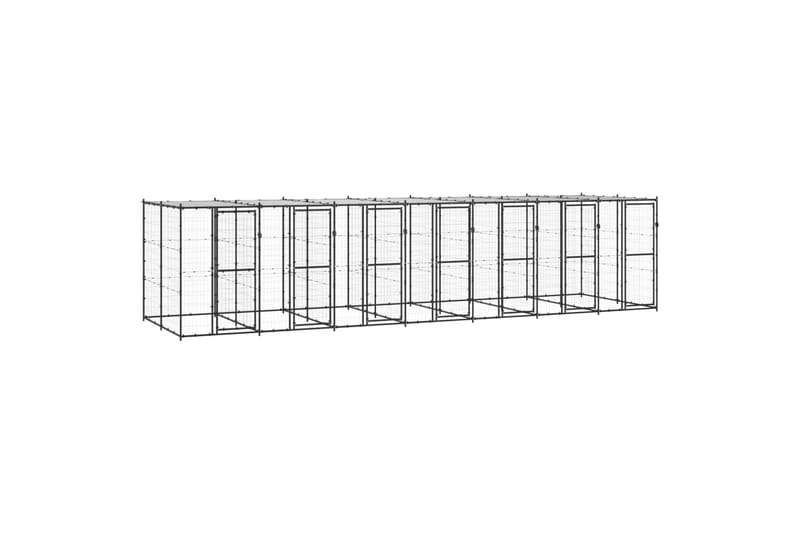 Koiran ulkohäkki katolla teräs 16,94 m² - Urheilu & vapaa-aika - Eläimille - Koira - Koirien kalusteet