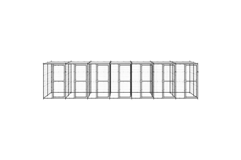 Koiran ulkohäkki katolla teräs 16,94 m² - Koirien kalusteet - Koiraportti & koira-aitaus