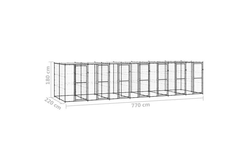 Koiran ulkohäkki katolla teräs 16,94 m² - Koirien kalusteet - Koiraportti & koira-aitaus