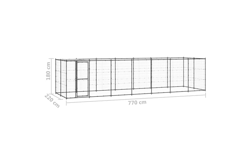 Koiran ulkohäkki katolla teräs 16,94 m² - Urheilu & vapaa-aika - Eläimille - Koira - Koirien kalusteet