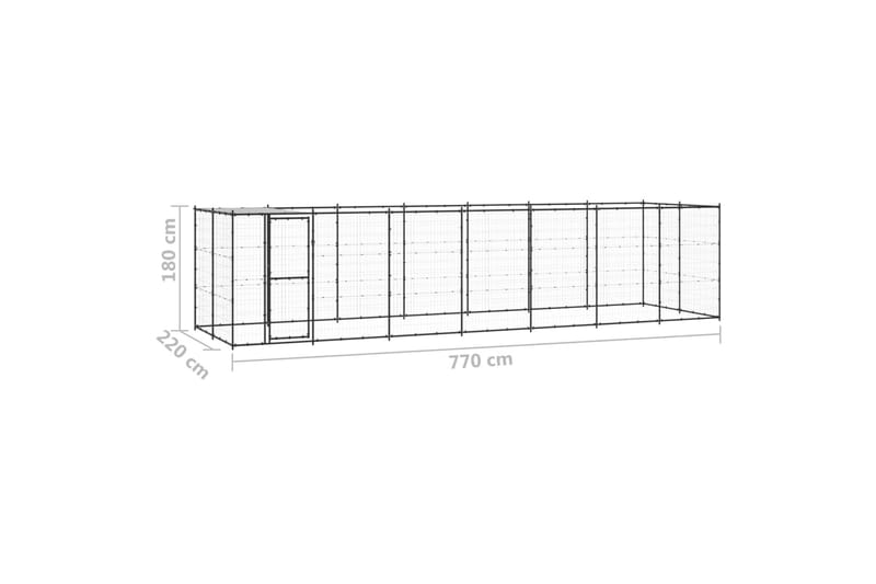 Koiran ulkohäkki katolla teräs 16,94 m² - Koirien kalusteet - Koiraportti & koira-aitaus