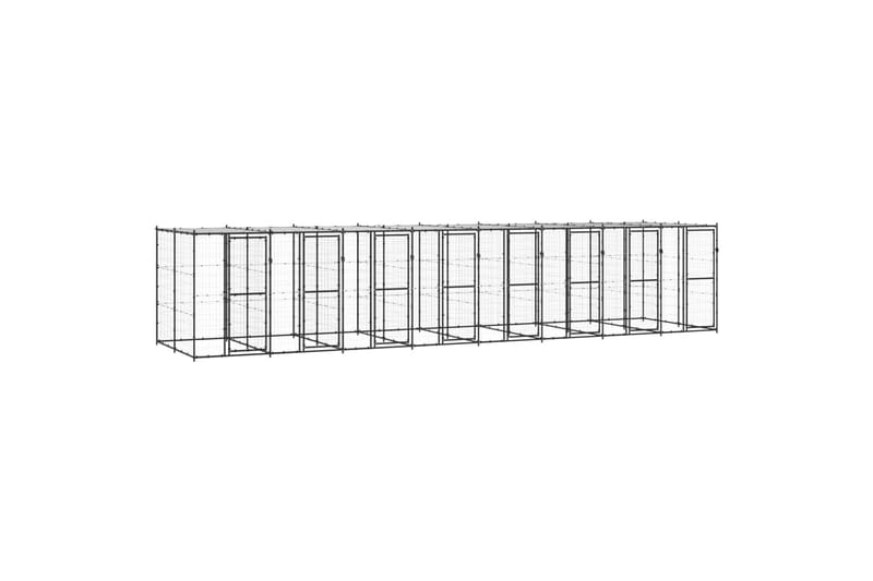 Koiran ulkohäkki katolla teräs 19,36 m² - Urheilu & vapaa-aika - Eläimille - Koira - Koirien kalusteet