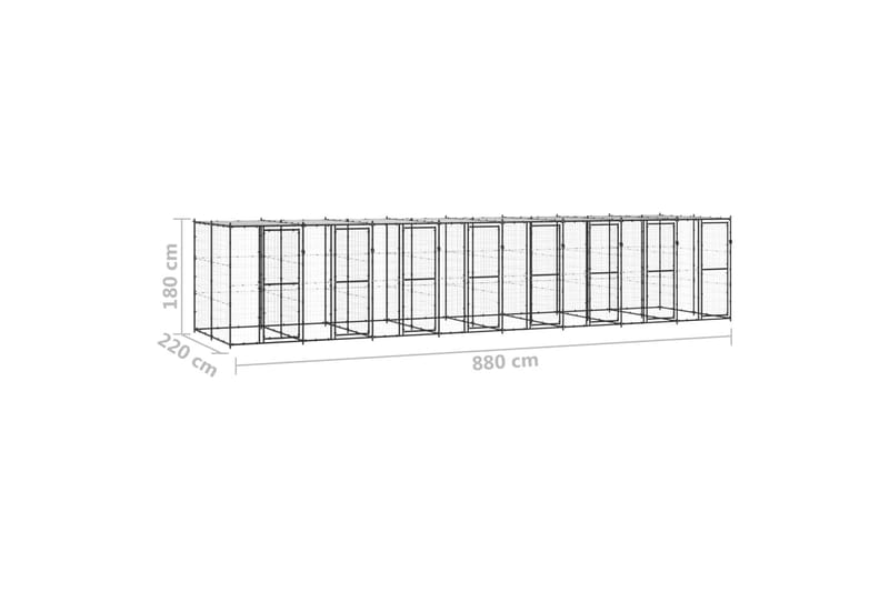 Koiran ulkohäkki katolla teräs 19,36 m² - Koirien kalusteet - Koiraportti & koira-aitaus