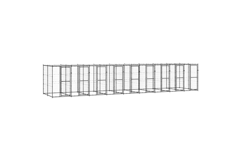 Koiran ulkohäkki katolla teräs 21,78 m² - Urheilu & vapaa-aika - Eläimille - Koira - Koirien kalusteet