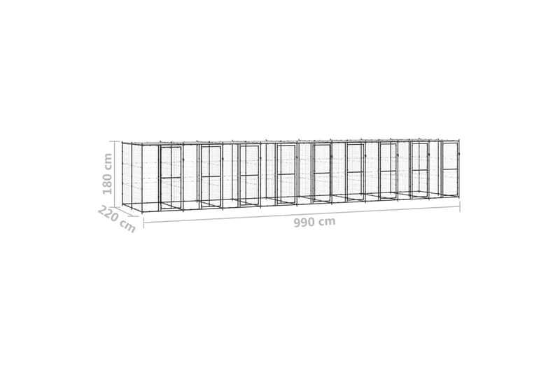 Koiran ulkohäkki katolla teräs 21,78 m² - Koirien kalusteet - Koiraportti & koira-aitaus