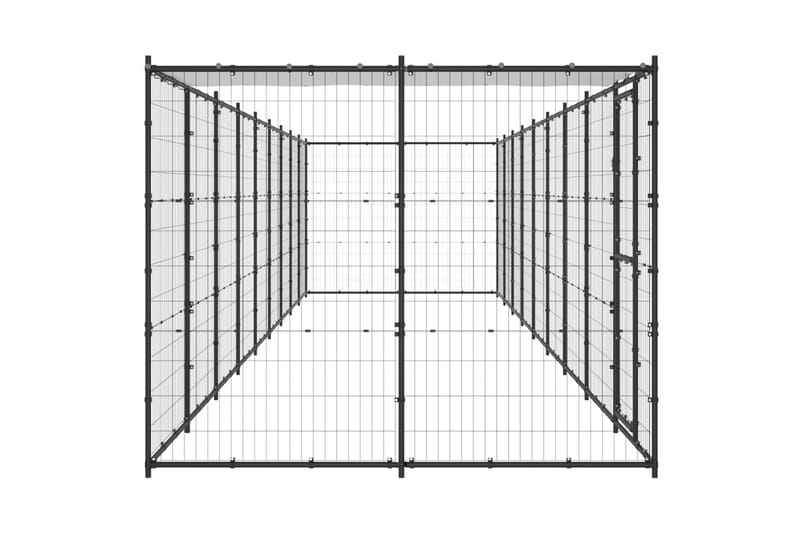 Koiran ulkohäkki katolla teräs 21,78 m² - Koirien kalusteet - Koiraportti & koira-aitaus